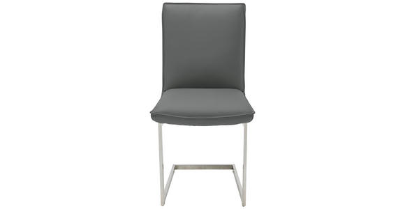 SCHWINGSTUHL  in Nickel Echtleder pigmentiert  - Edelstahlfarben/Dunkelgrau, Design, Leder/Metall (48/93/65cm) - Ambiente