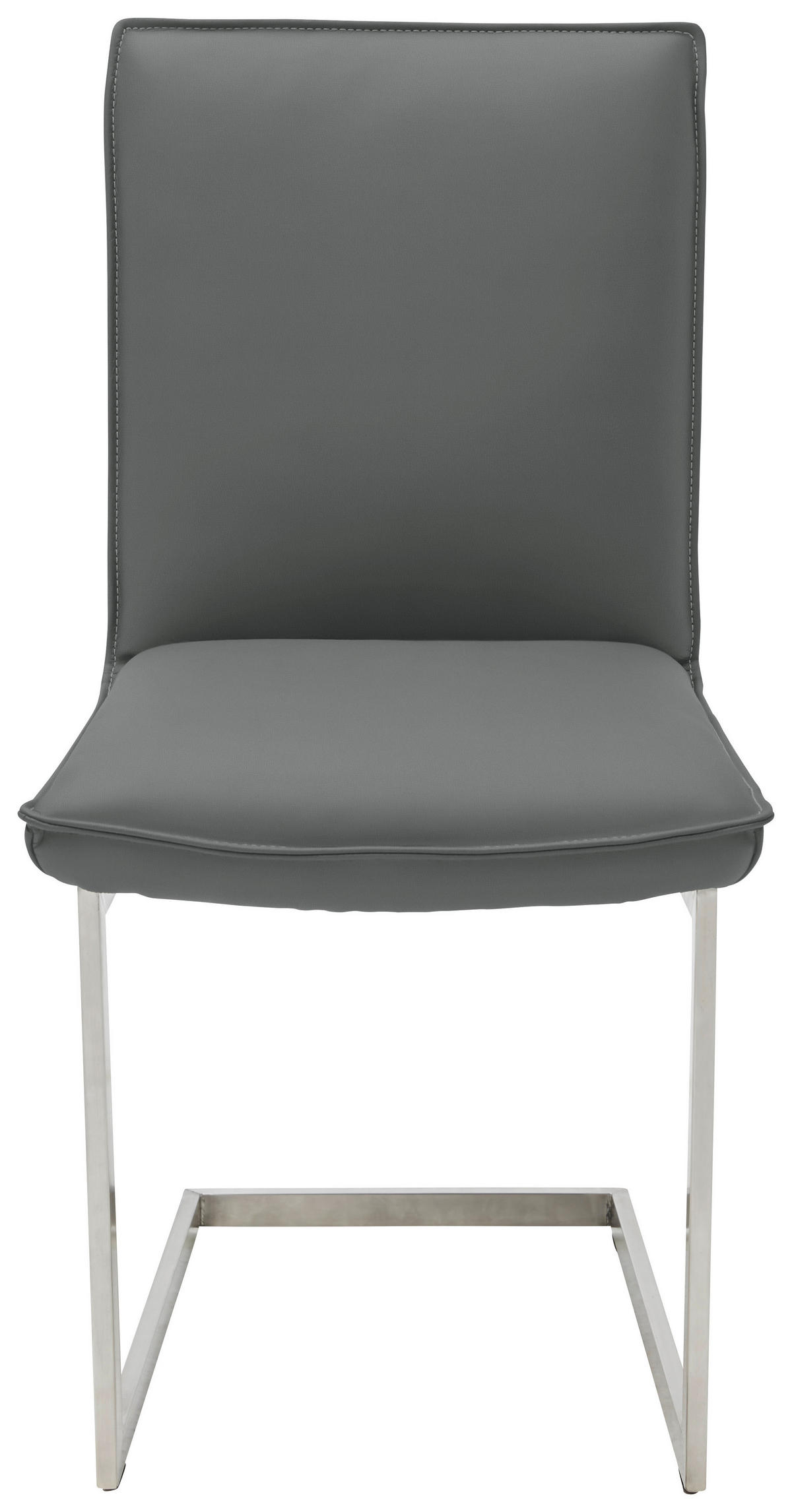 SCHWINGSTUHL  in Nickel Echtleder pigmentiert  - Edelstahlfarben/Dunkelgrau, Design, Leder/Metall (48/93/65cm) - Ambiente