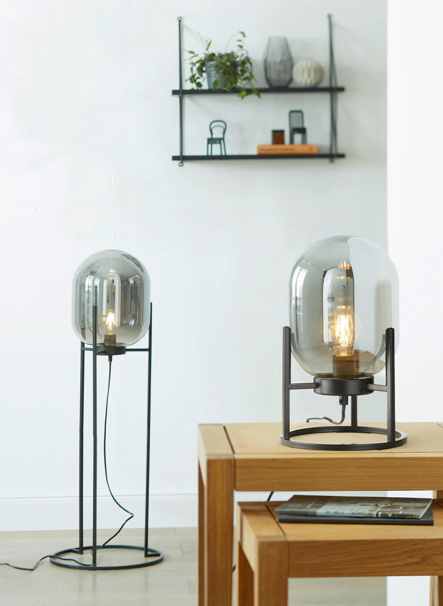 BORDSLAMPA Regi 21/34 cm   - svart, Design, metall/glas (21/34cm) - Fischer & Honsel