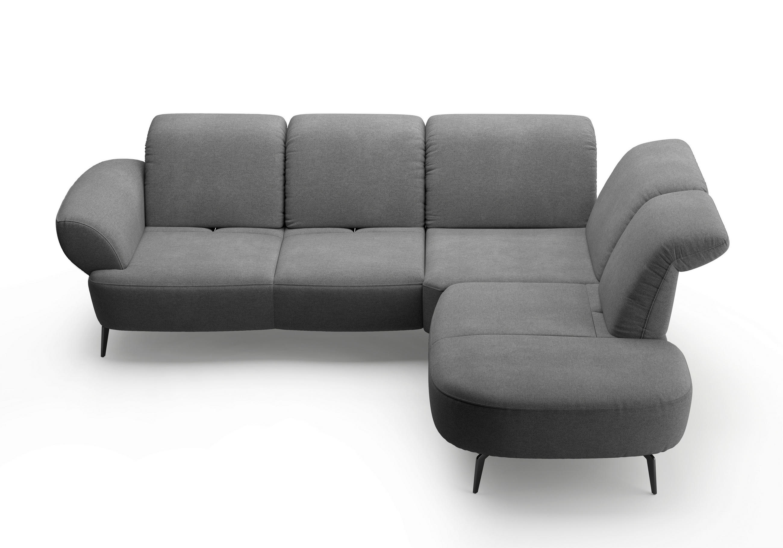 ECKSOFA in Mikrofaser Dunkelgrau - Dunkelgrau/Schwarz, Modern, Textil/Metall (302/270cm) - Sit & More