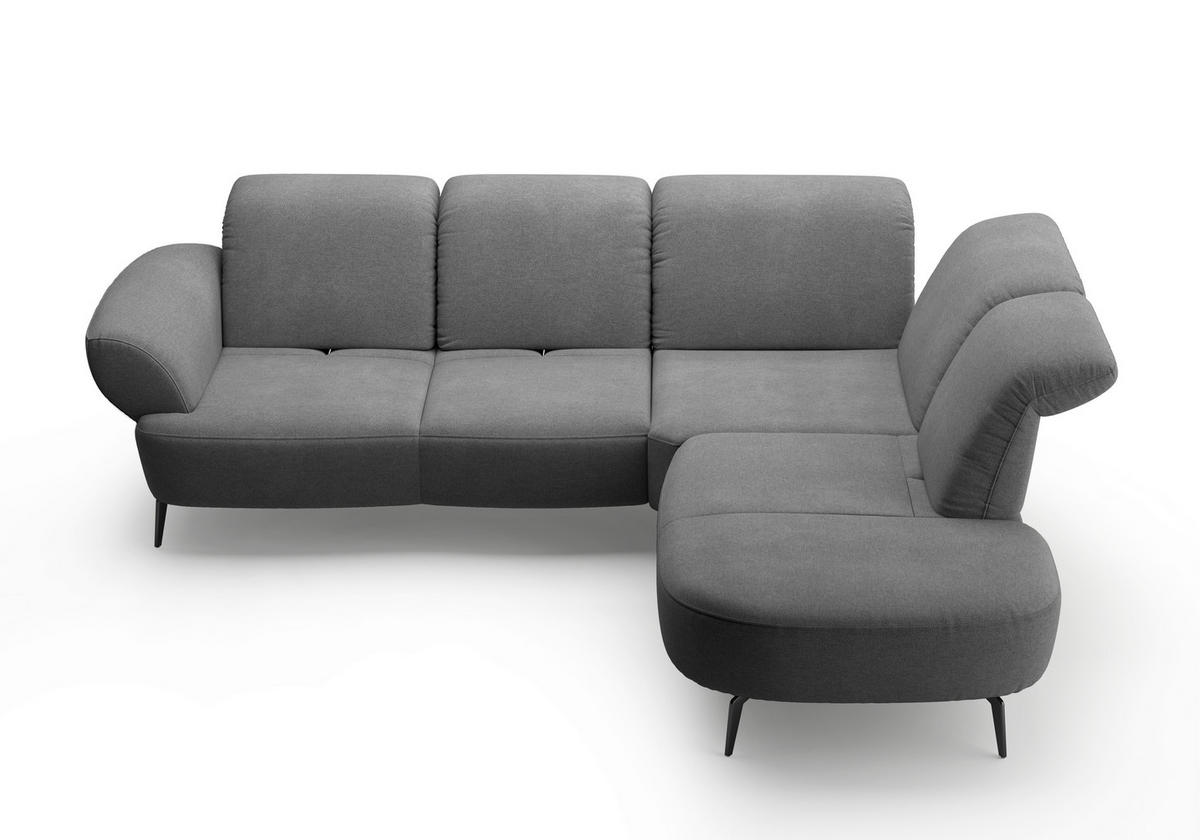 ECKSOFA in Mikrofaser Dunkelgrau  302/270 cm  - Dunkelgrau/Schwarz, MODERN, Textil/Metall (302/270cm) - Sit & More