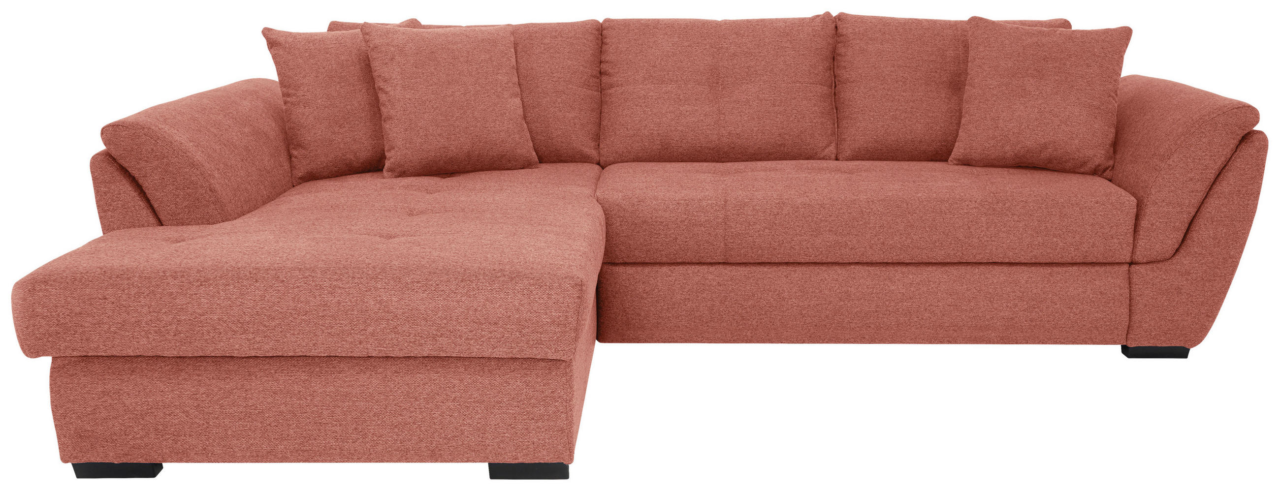 ECKSOFA Koralle Webstoff Bettkasten, Schlaffunktion  - Koralle/Schwarz, Design, Kunststoff/Textil (187/278cm) - Livetastic