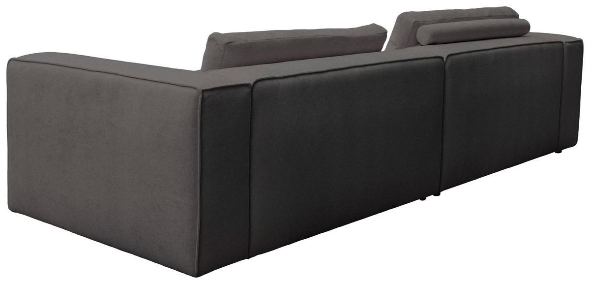 ECKSOFA Dunkelbraun Chenille Rücken echt  - Dunkelbraun/Schwarz, MODERN, Kunststoff/Textil (185/296cm) - Hom`in