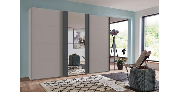 SCHWEBETÜRENSCHRANK  in Graphitfarben, Sahara  - Schwarz/Graphitfarben, KONVENTIONELL, Glas/Holzwerkstoff (313/236/64cm) - Carryhome