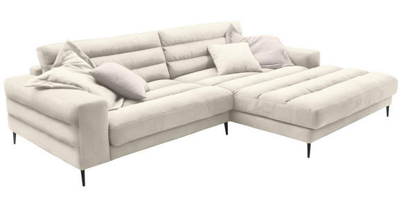 ECKSOFA in Flachgewebe Beige  - Beige/Schwarz, Design, Textil/Metall (296/207cm) - Dieter Knoll