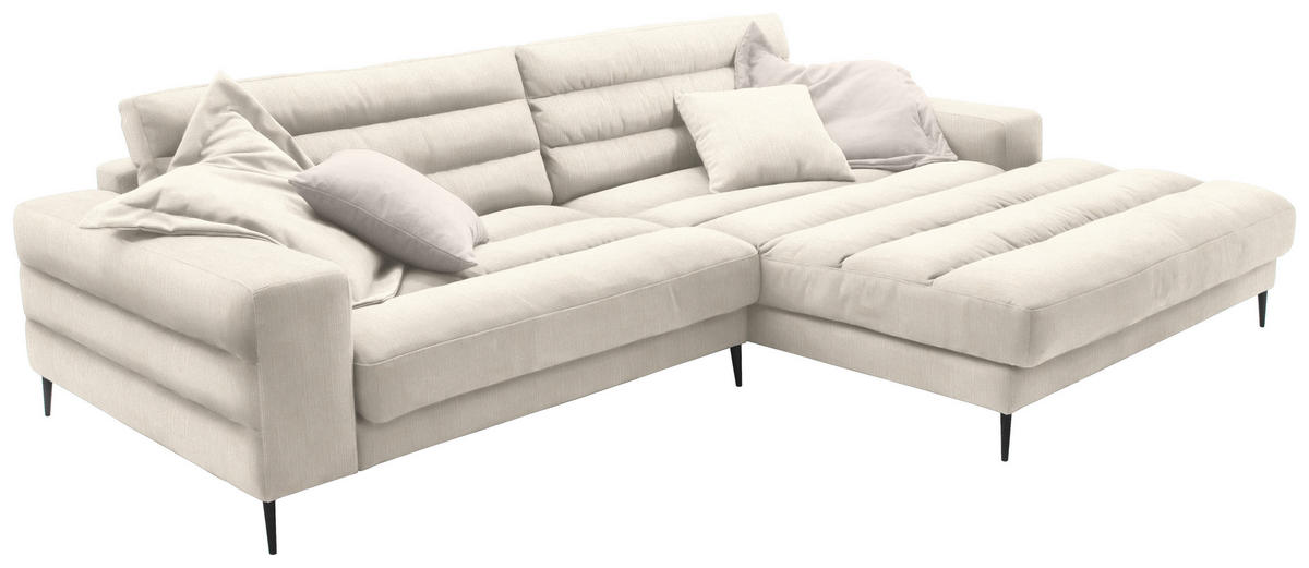 ECKSOFA in Flachgewebe Beige  - Beige/Schwarz, Design, Textil/Metall (296/207cm) - Dieter Knoll