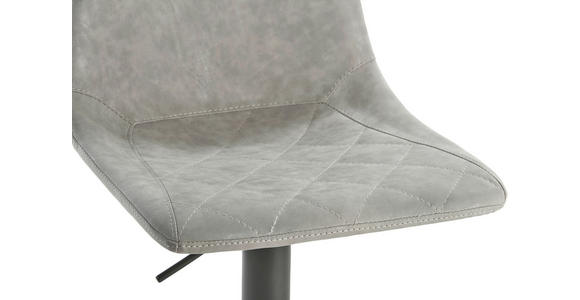 BARHOCKER Lederlook Grau Stahl Sitzfläche 360° drehbar  - Grau, Design, Textil/Metall (43/85 - 110/46cm) - Novel