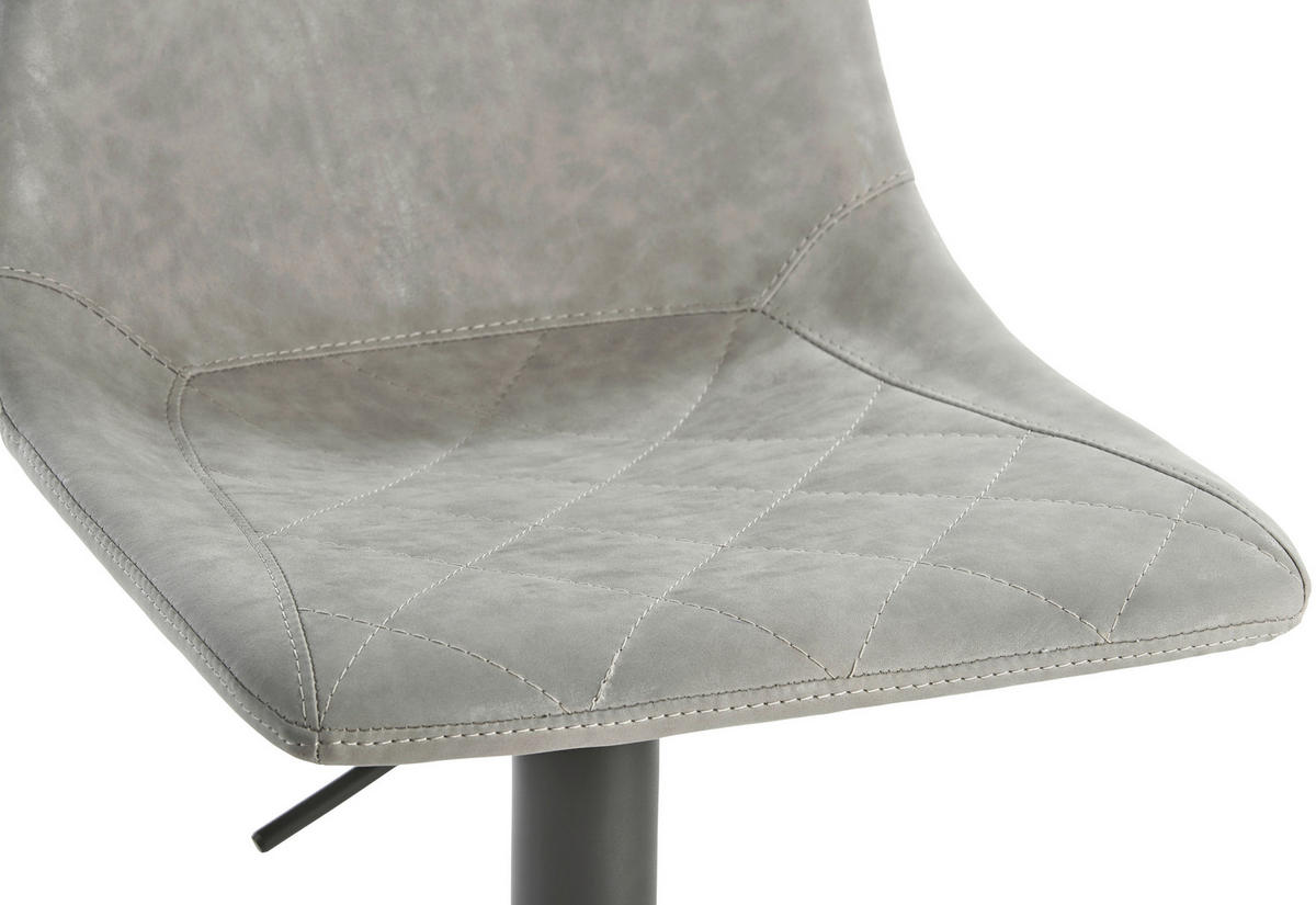 BARHOCKER Lederlook Grau Stahl Sitzfläche 360° drehbar  - Grau, Design, Textil/Metall (43/85 - 110/46cm) - Novel
