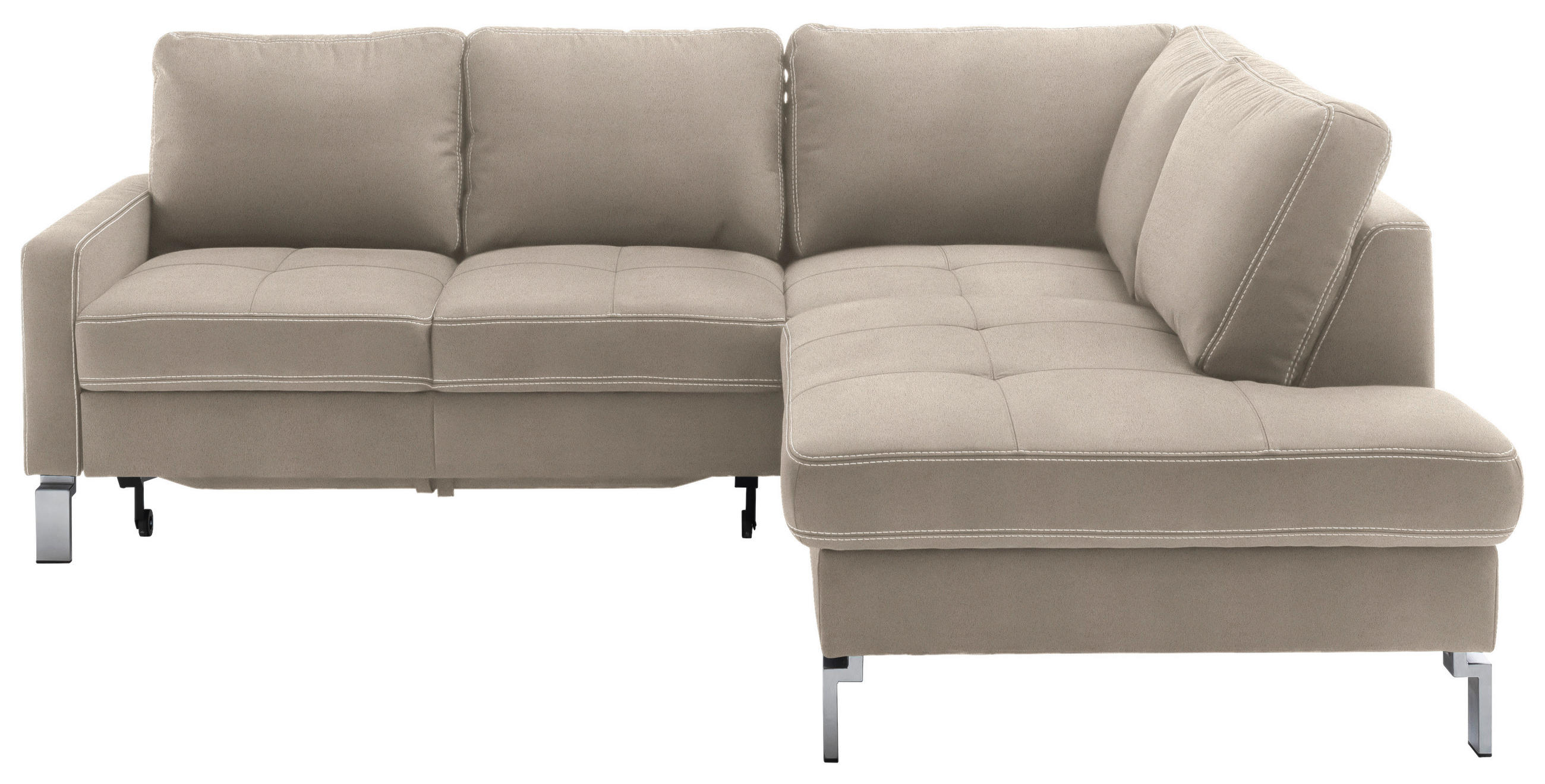 ECKSOFA  in Mikrofaser Taupe  229/200 cm  - Taupe/Chromfarben, Design, Textil/Metall (229/200cm) - Pure Home Lifestyle