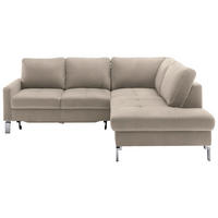 ECKSOFA  in Mikrofaser Taupe  229/200 cm  - Taupe/Chromfarben, Design, Textil/Metall (229/200cm) - Pure Home Lifestyle