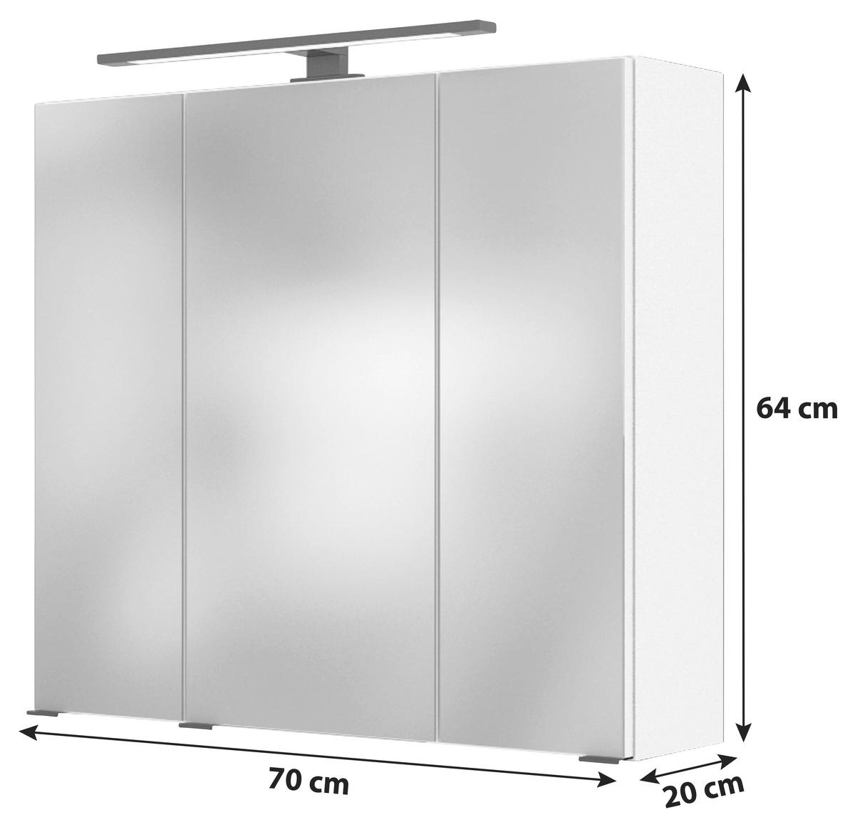 SPEGELSKÅP  - vit/kromfärg, Klassisk, metall/trämaterial (70/64/20cm) - Held