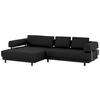 ECKSOFA in Echtleder Schwarz  - Schwarz, Design, Leder/Metall (188/307cm)