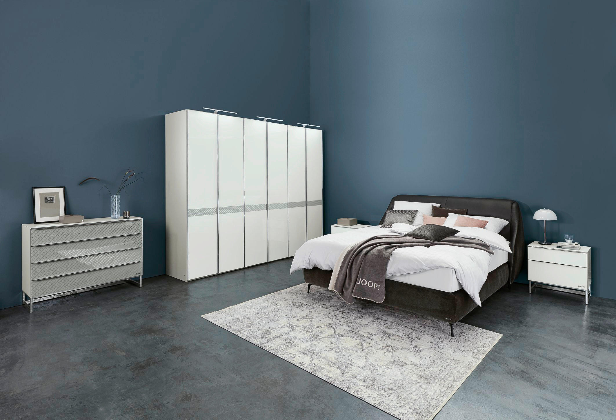 NACHTSCHRANK 58/45/40 cm  - Chromfarben/Dunkelgrau, Design, Glas/Holzwerkstoff (58/45/40cm) - Joop!