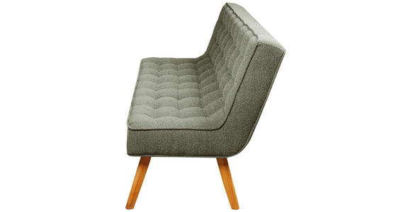 SITZBANK 183/90/79 cm Webstoff Grün Eiche vollmassiv  - Eichefarben/Grün, Design, Holz/Textil (183/90/79cm) - Linea Natura