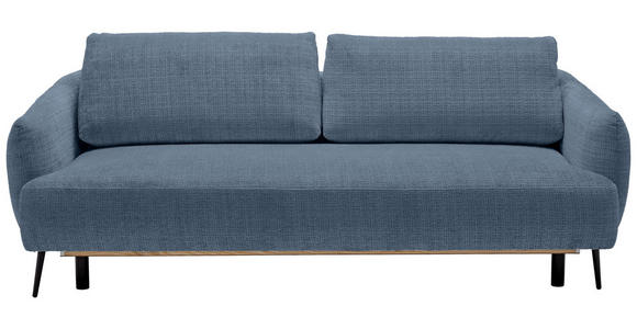 SCHLAFSOFA mit Stoffauswahl, Liegefunktion, Schlafen auf Sitzhöhe, Rücken echt Chenille Blau - Blau/Schwarz, KONVENTIONELL, Textil/Metall (228/75/98cm) - Carryhome