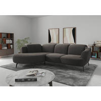 ECKSOFA Flachgewebe Graphitfarben  - Schwarz/Graphitfarben, Konventionell, Textil/Metall (199/309cm) - Sit & More