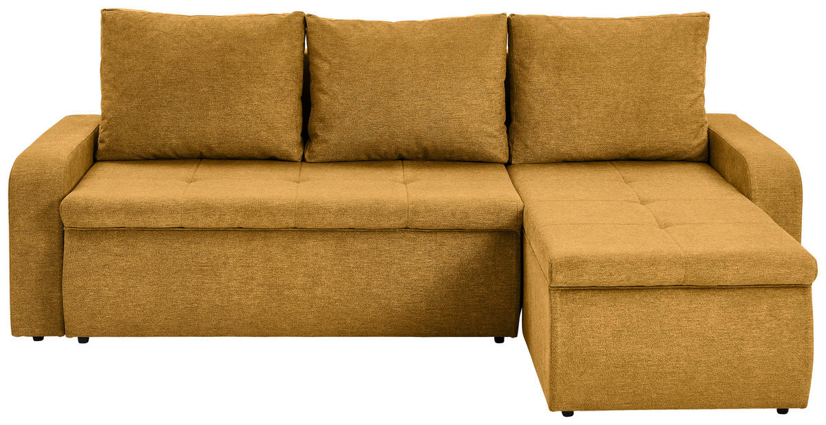 ECKSOFA in Webstoff Gelb  - Gelb/Schwarz, Konventionell, Kunststoff/Textil (235/158cm) - P & B