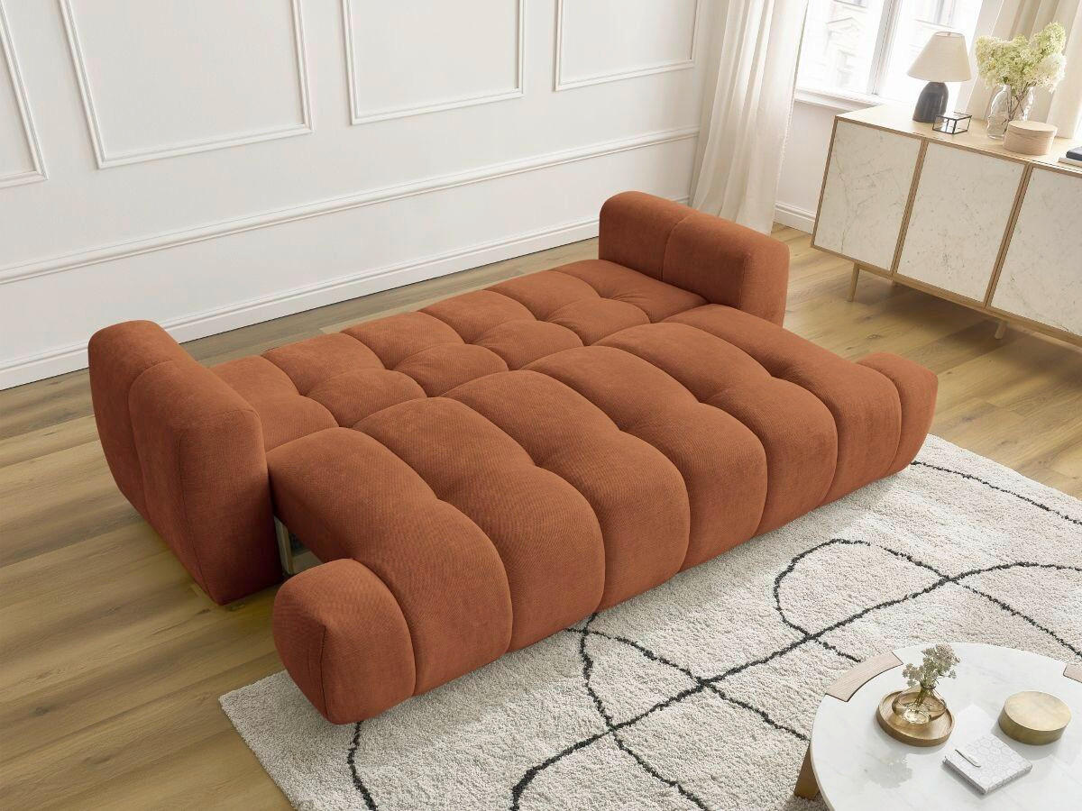 SCHLAFSOFA FUJI Leinenoptik Orange  inkl.  - Schwarz/Orange, MODERN, Kunststoff/Textil (251/113/88cm)