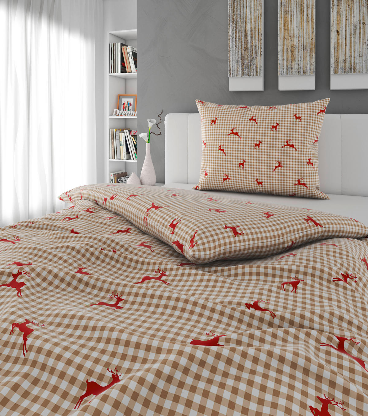 BETTWÄSCHE TANJA Satin 140/200 cm  - Beige/Rot, KONVENTIONELL, Textil (140/200cm) - Esposa