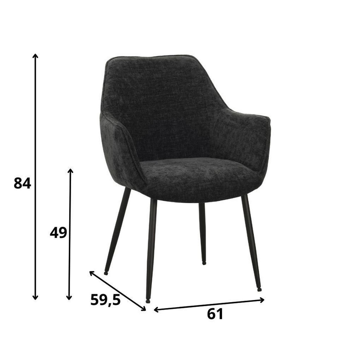 SADA STOLIČIEK S PODRÚČKAMI 2 kus - čierna/koňaková, Modern, kov/textil (61/84/59,5cm) - MID.YOU