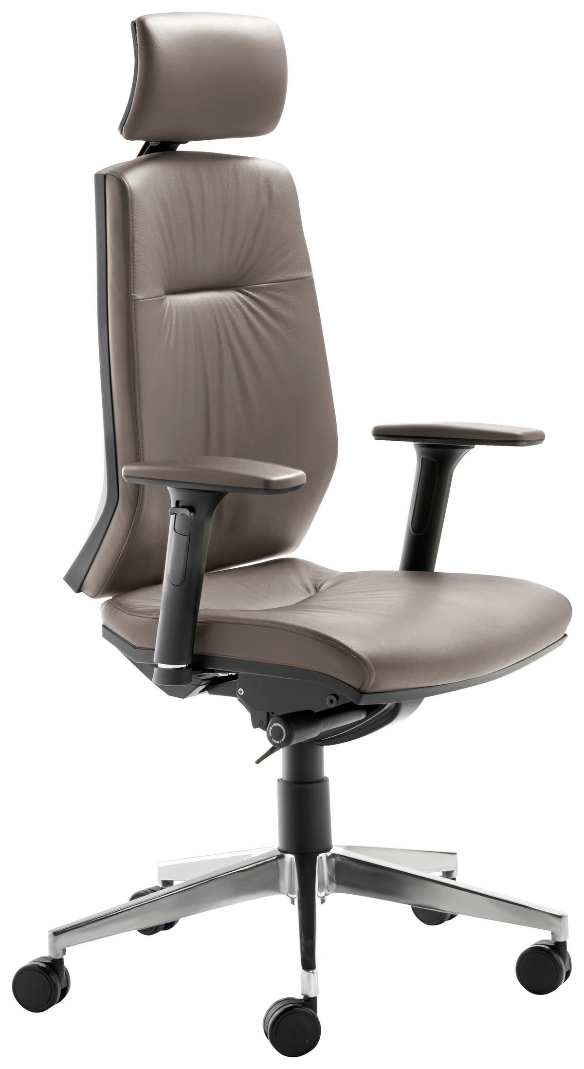 CHEFSESSEL  in Lederlook Braun, Chromfarben  - Chromfarben/Schwarz, MODERN, Leder/Kunststoff (66/123/63cm) - MID.YOU