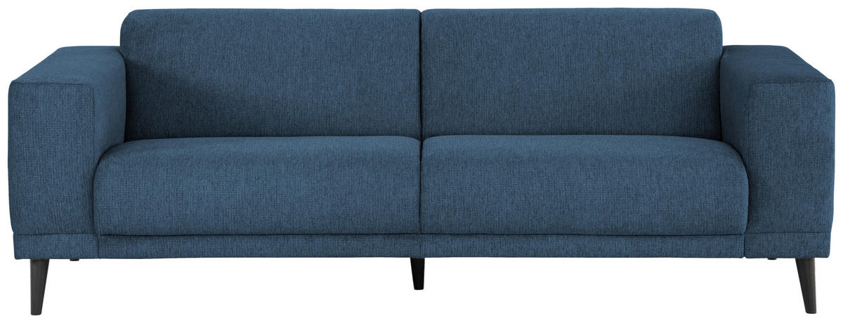 3-SITZER-SOFA in Webstoff Blau  - Blau/Schwarz, Design, Holz/Textil (218/77/93cm) - MID.YOU