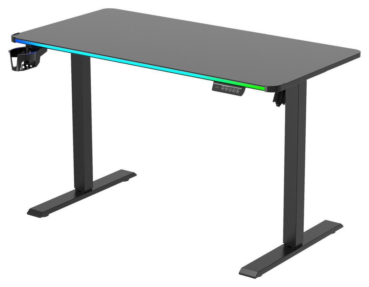 Masă De Scris, metal, plastic, material pe bază de lemn - negru, Design, plastic/metal (120/70-115/60cm) - Novel