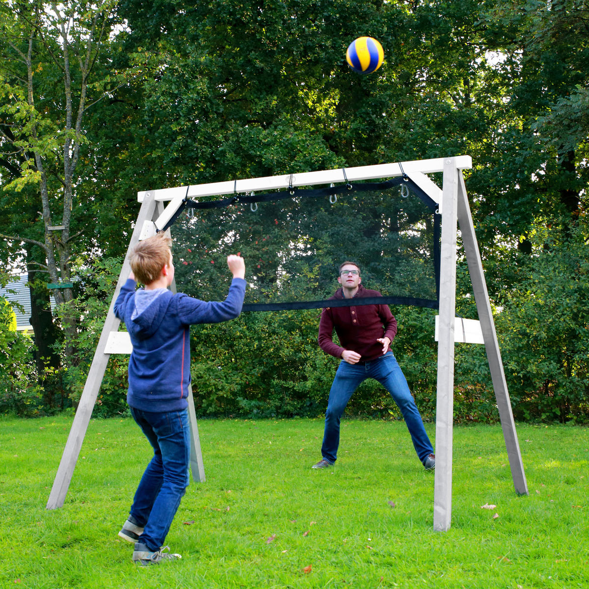 FOTBOLLSMÅL - vit/grå, Klassisk, trä (254/207/160cm)
