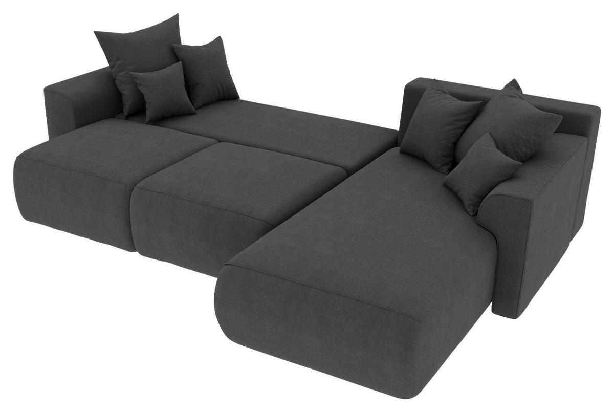 ECKSOFA in Velours Dunkelgrau  293/195 cm  - Chromfarben/Dunkelgrau, KONVENTIONELL, Kunststoff/Textil (293/195cm) - Carryhome