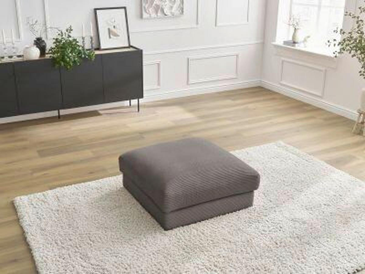 HOCKER LEONARD Cord Taupe  - Taupe/Schwarz, MODERN, Kunststoff/Textil (86/43/86cm)
