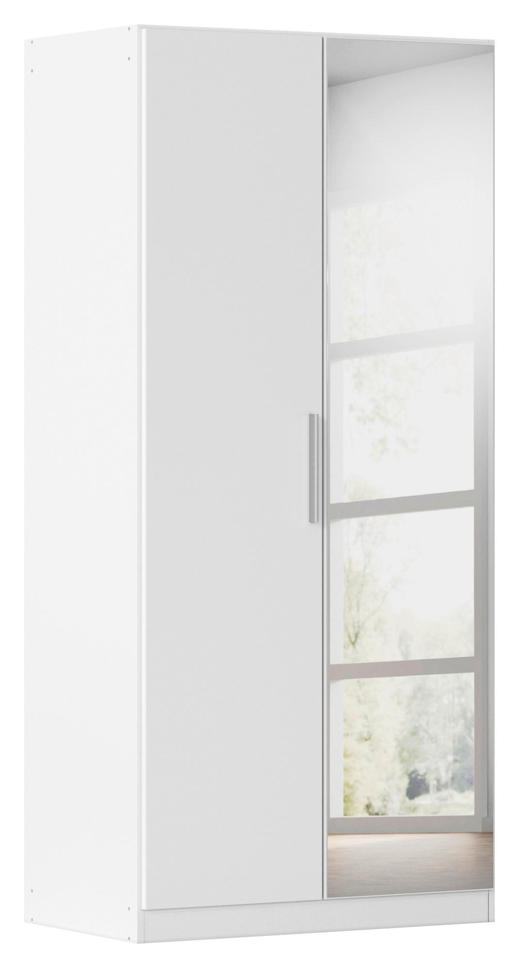 DREHTÜRENSCHRANK 91/197/54 cm,  in Weiß, 2-türig  - Alufarben/Weiß, KONVENTIONELL, Glas/Holzwerkstoff (91/197/54cm) - home24