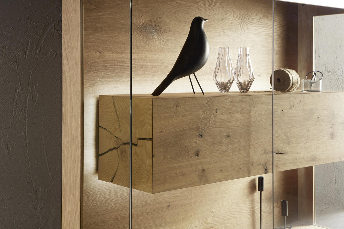 HIGHBOARD  in 127/119/39 cm  - Eichefarben, Natur, Glas/Holz (127/119/39cm) - Valnatura