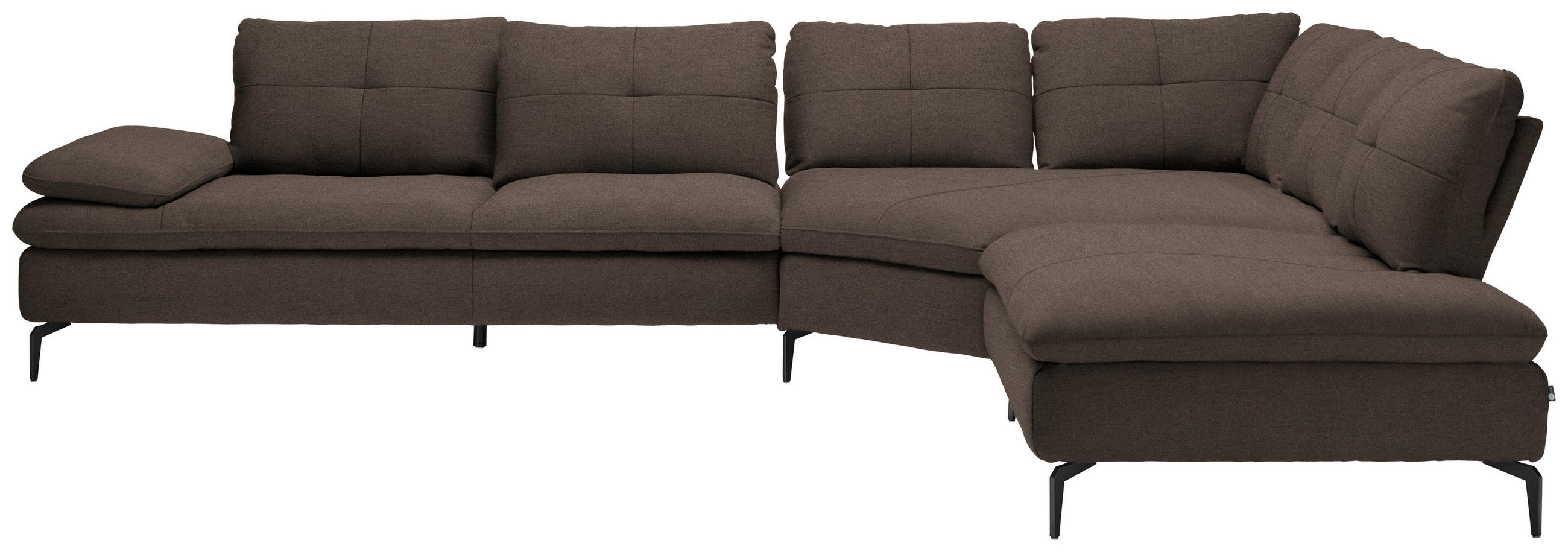 ECKSOFA in Flachgewebe Dunkelbraun  - Dunkelbraun/Schwarz, Design, Textil/Metall (344/271cm) - Chilliano