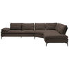 ECKSOFA in Flachgewebe Dunkelbraun  - Dunkelbraun/Schwarz, Design, Textil/Metall (344/271cm) - Chilliano
