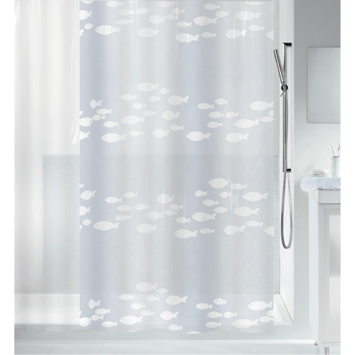 DUSCHVORHANG SARDAI 180/200 cm  - Weiß, Basics, Kunststoff (180/200cm) - Spirella
