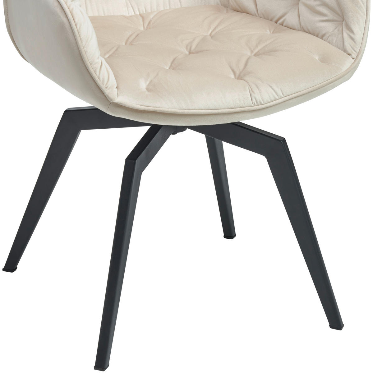 ARMLEHNSTUHL  Sitzfläche 360° drehbar, inklusive Armlehnen Samt  - Beige/Schwarz, MODERN, Textil/Metall (60/84/64cm) - Livetastic