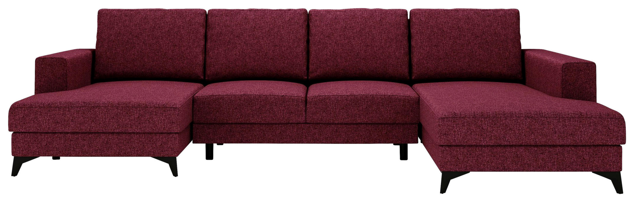 WOHNLANDSCHAFT in Flachgewebe Rot  - Rot/Schwarz, Design, Textil/Metall (156/339/190cm) - Livetastic