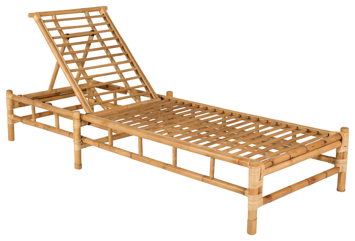 SONNENLIEGE 80/35/210 cm Bambus, Rattan  - Hellbraun/Creme, KONVENTIONELL, Holz/Textil (80/35/210cm) - Gardenson