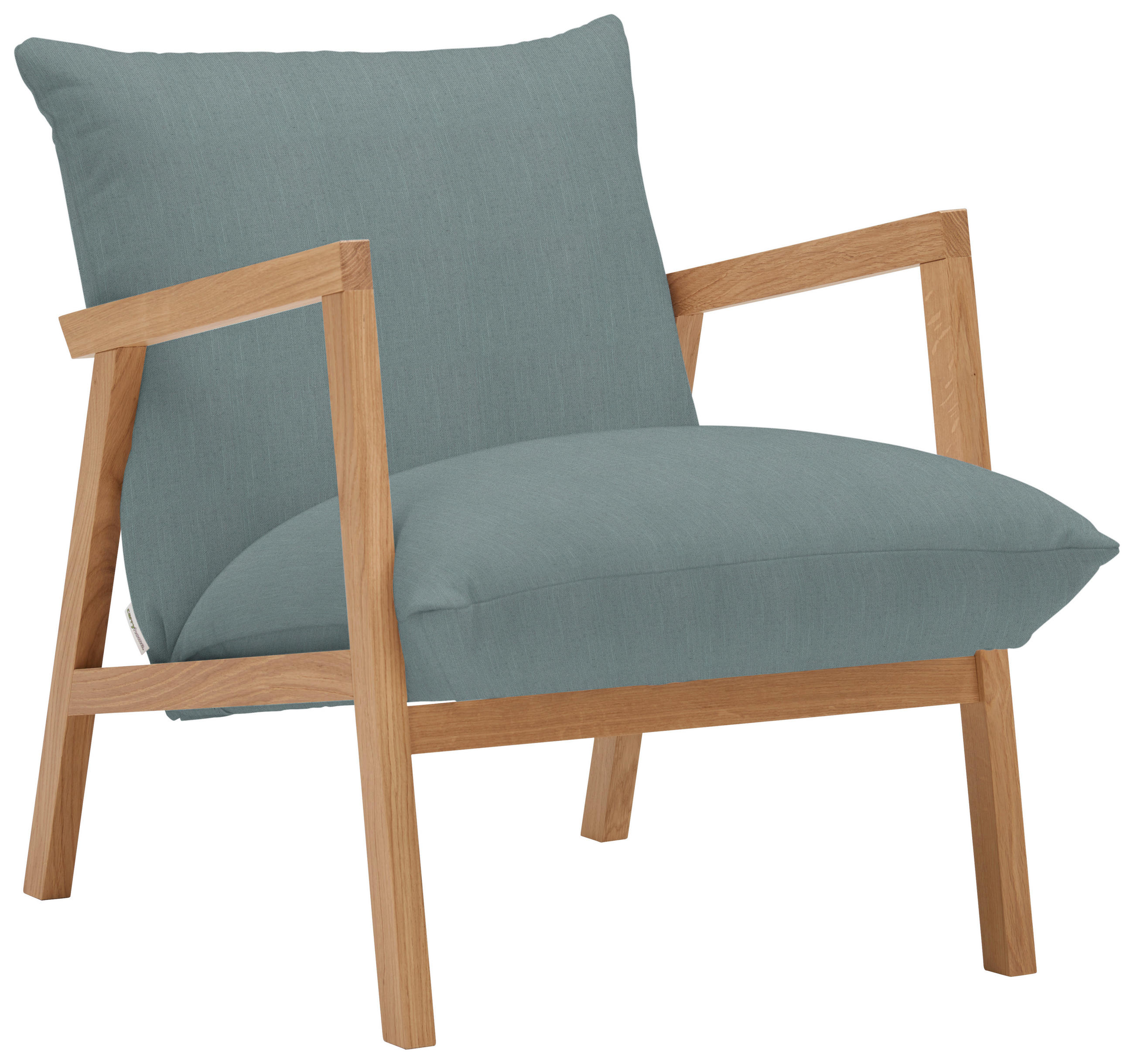 SESSEL Webstoff Blau, Grau    - Blau/Eichefarben, Design, Holz/Textil (65/80/85cm) - Carryhome
