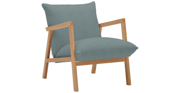 SESSEL Webstoff Blau, Grau - Blau/Eichefarben, Design, Holz/Textil (65/80/85cm) - Carryhome