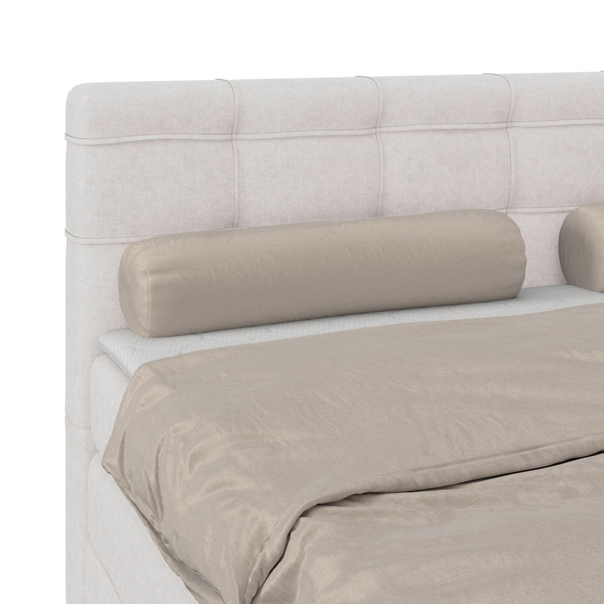 BOXSPRINGBETT 180/200 cm,  in Champagner, H3 = fest  - Champagner/Schwarz, KONVENTIONELL, Kunststoff/Textil (180/200cm)