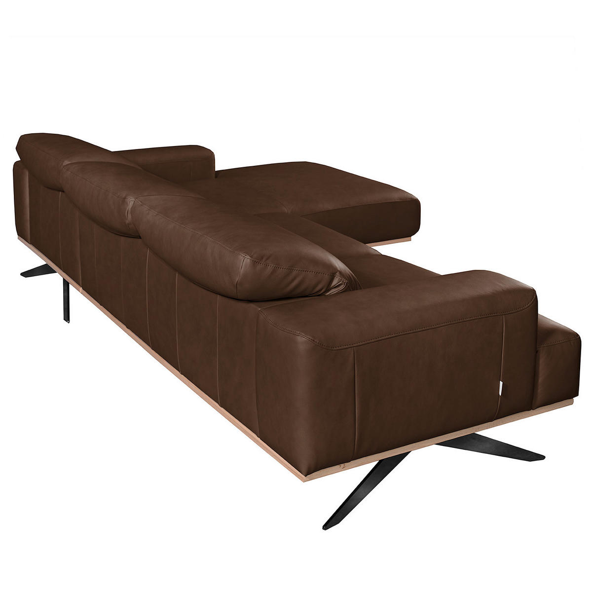 ECKSOFA  in Echtleder Dunkelbraun  295/187 cm  - Dunkelbraun/Schwarz, Design, Leder/Metall (295/187cm) - Livetastic