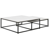COUCHTISCHSET quadratisch Weiß, Schwarz  - Schwarz/Weiß, Design, Keramik/Metall (75/65/27/22/75/65cm) - Livetastic