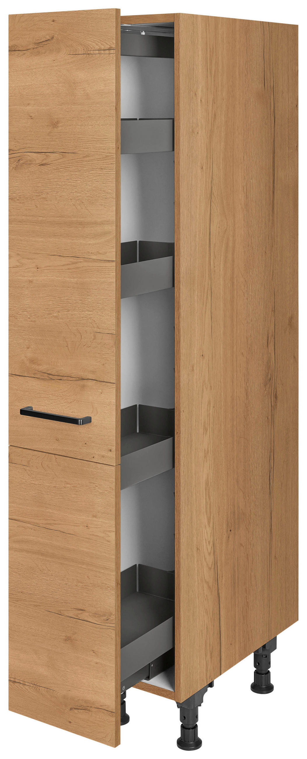 APOTHEKERSCHRANK 30/168/58 cm  in Eichefarben  - Eichefarben/Schwarz, MODERN, Holzwerkstoff/Metall (30/168/58cm) - Nobilia