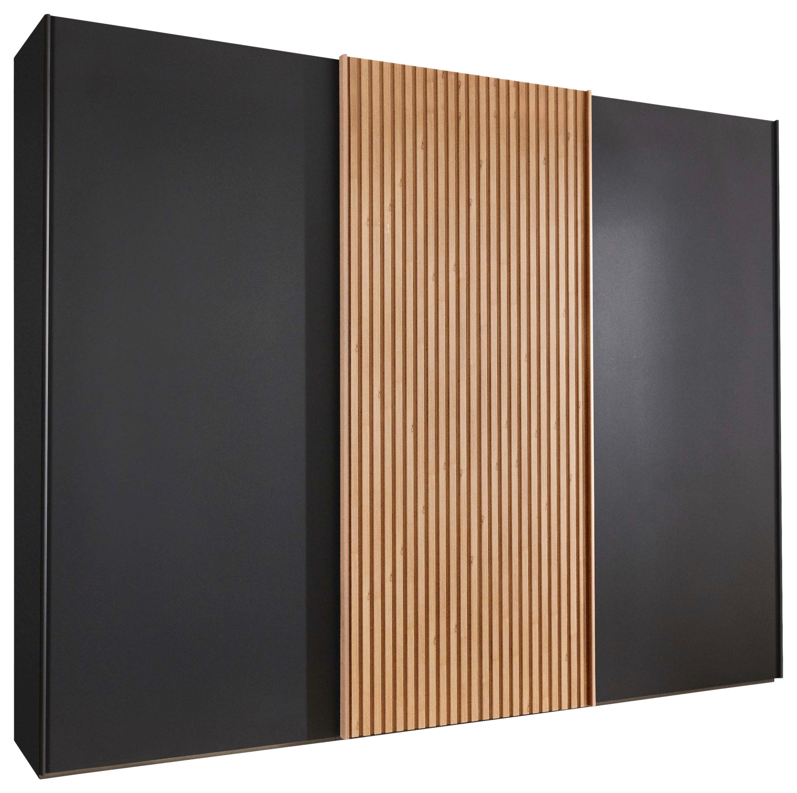 SCHWEBETÜRENSCHRANK in Graphitfarben, Eiche Bianco  - Eiche Bianco/Graphitfarben, Design, Holz/Holzwerkstoff (250/236/67cm) - Novel