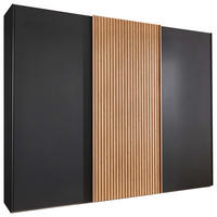 SCHWEBETÜRENSCHRANK in Graphitfarben, Eiche Bianco  - Eiche Bianco/Graphitfarben, Design, Holz/Holzwerkstoff (300/217/67cm) - Novel