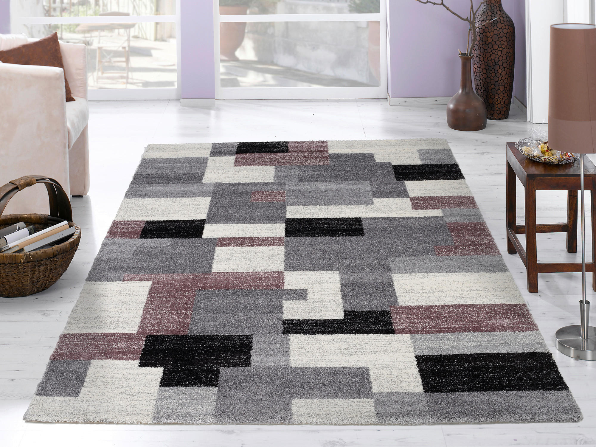 WEBTEPPICH 240/340 cm Astor Grid Grau, Flieder  - Flieder/Grau, Design, Textil (240/340cm) - Novel