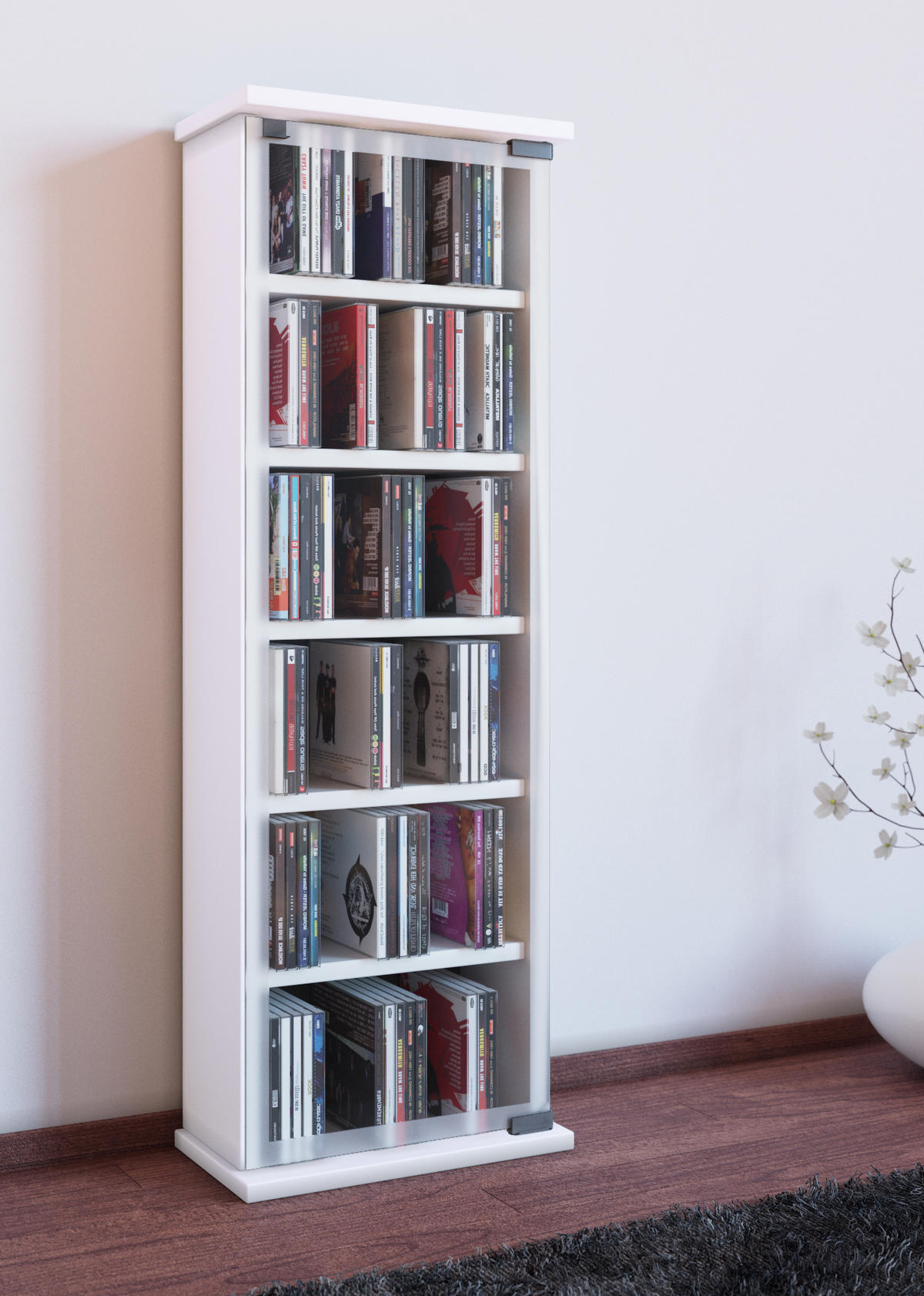 CD-Regal in Weiß - Weiss, Konventionell, Glas/Holzwerkstoff (31/92/18cm) - MID.YOU