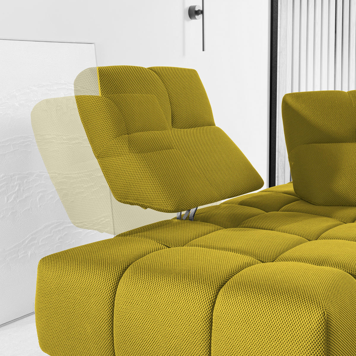 ECKSOFA  in Struktur Gelb  233/313 cm  - Gelb/Schwarz, Design, Kunststoff/Textil (233/313cm) - Belluti