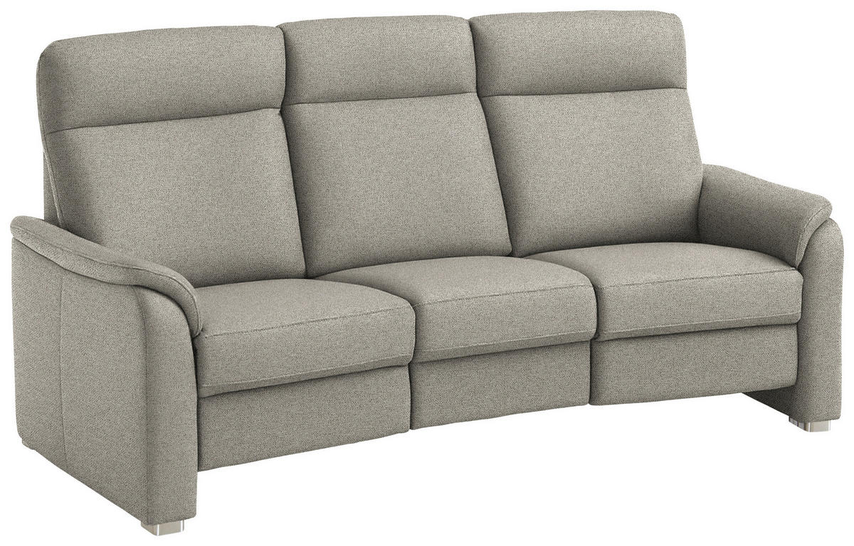TRAPEZSOFA  in Flachgewebe Schilfgrün  - Schilfgrün/Alufarben, KONVENTIONELL, Textil/Metall (218/107/103cm) - Beldomo Comfort